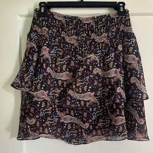 Aqua paisley and floral patterned women’s skirt